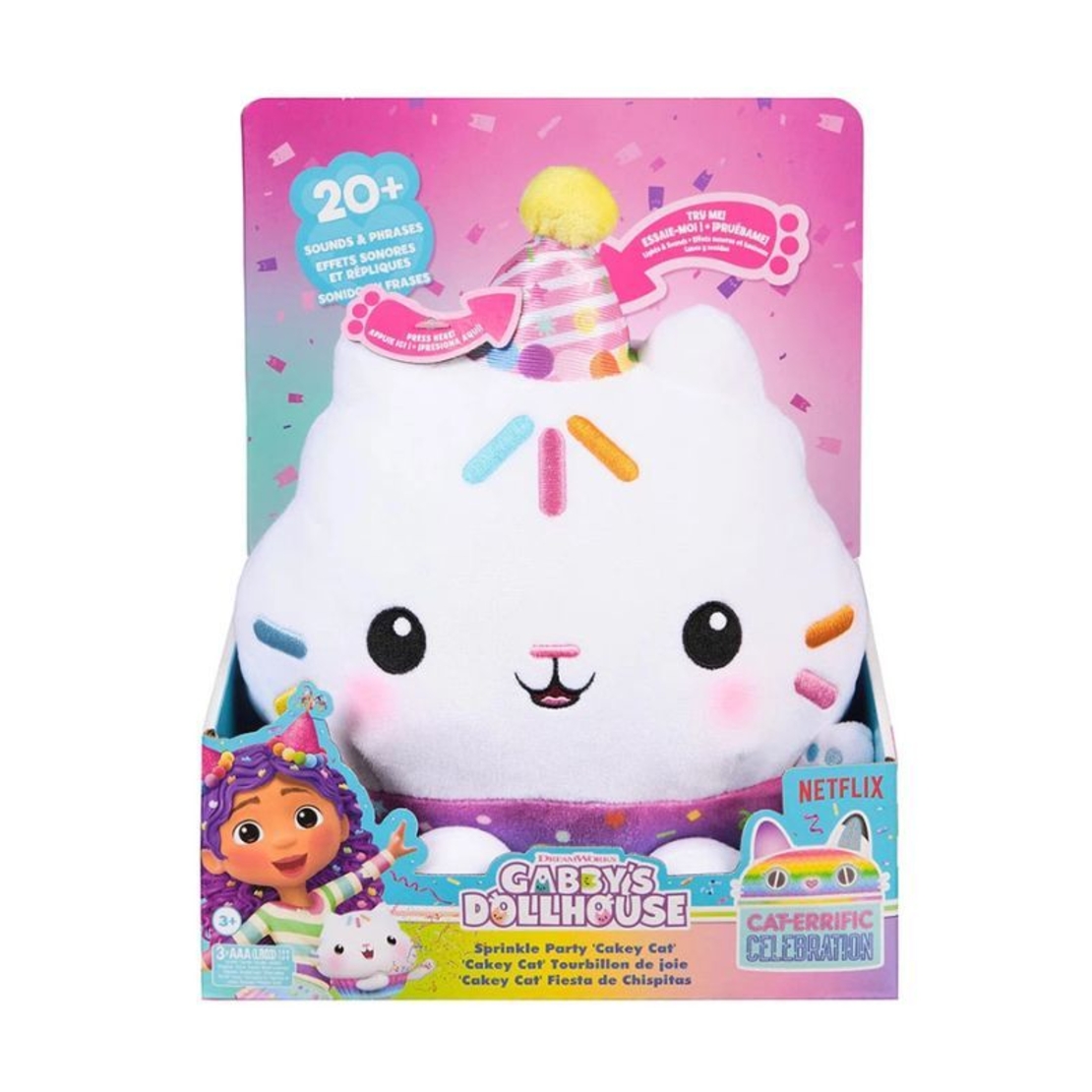 Плюшена играчка Spin Master Gabby's Dollhouse Sprinkle Party Cakey Cat