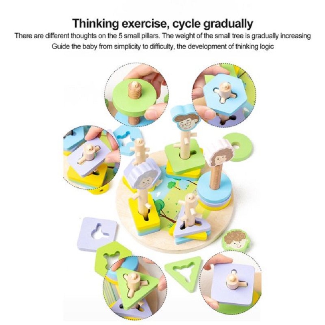 Дървена низанка Raya Toys Геометрични форми