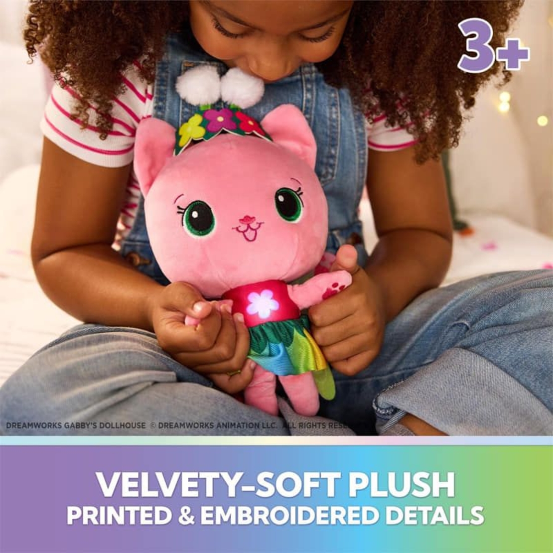 Плюшена играчка Gabby's Dollhouse Fairylandia Kitty Fairy, светещо коте, 35 см.