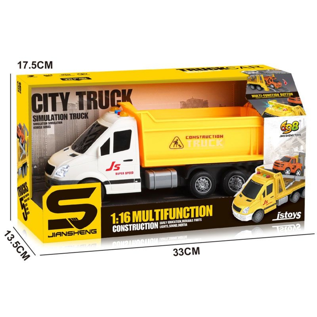 Детски камион самосвал Raya Toys Truck Car с музика и светлини, 1:16