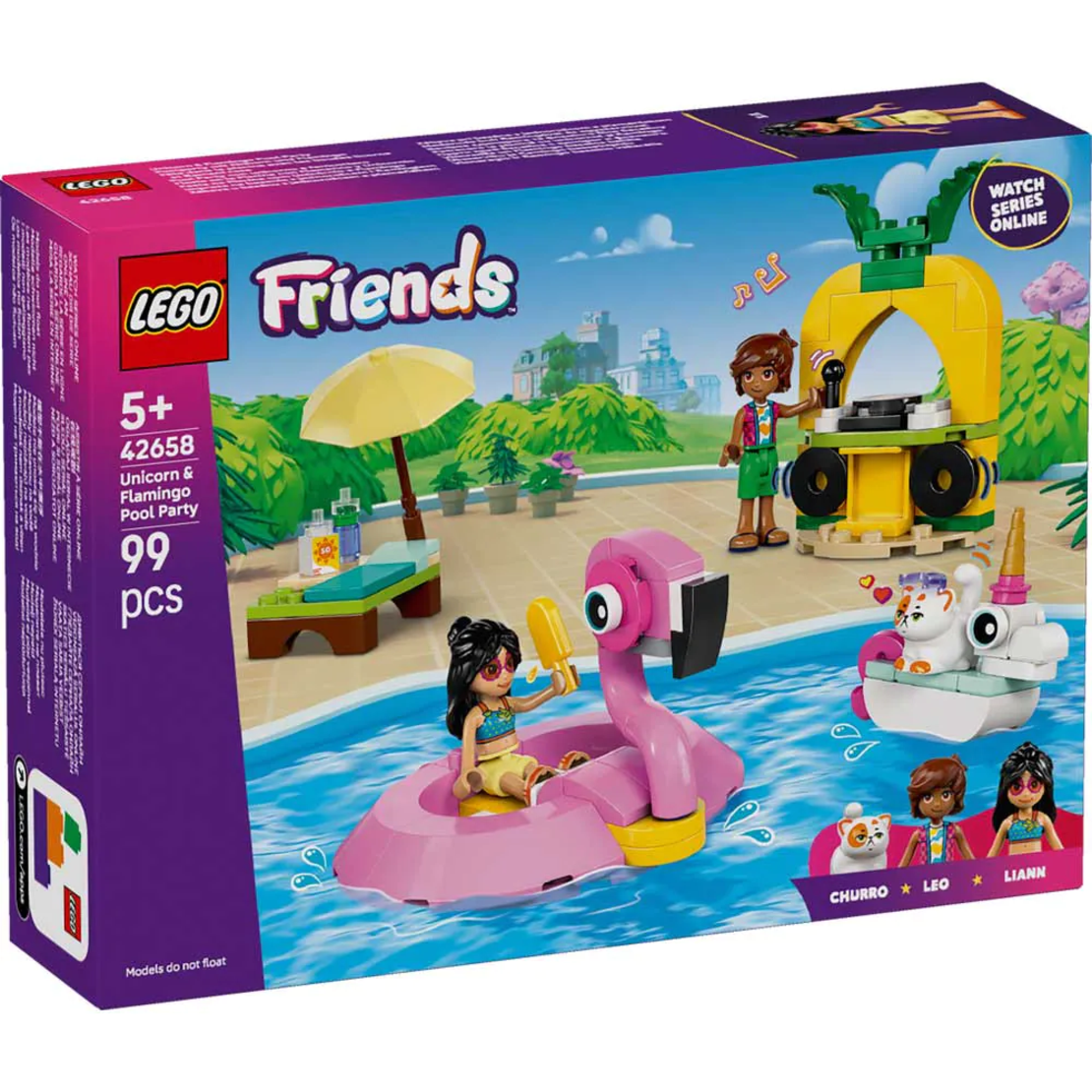 LEGO® Friends Парти край басейна с еднорог и фламинго 42658