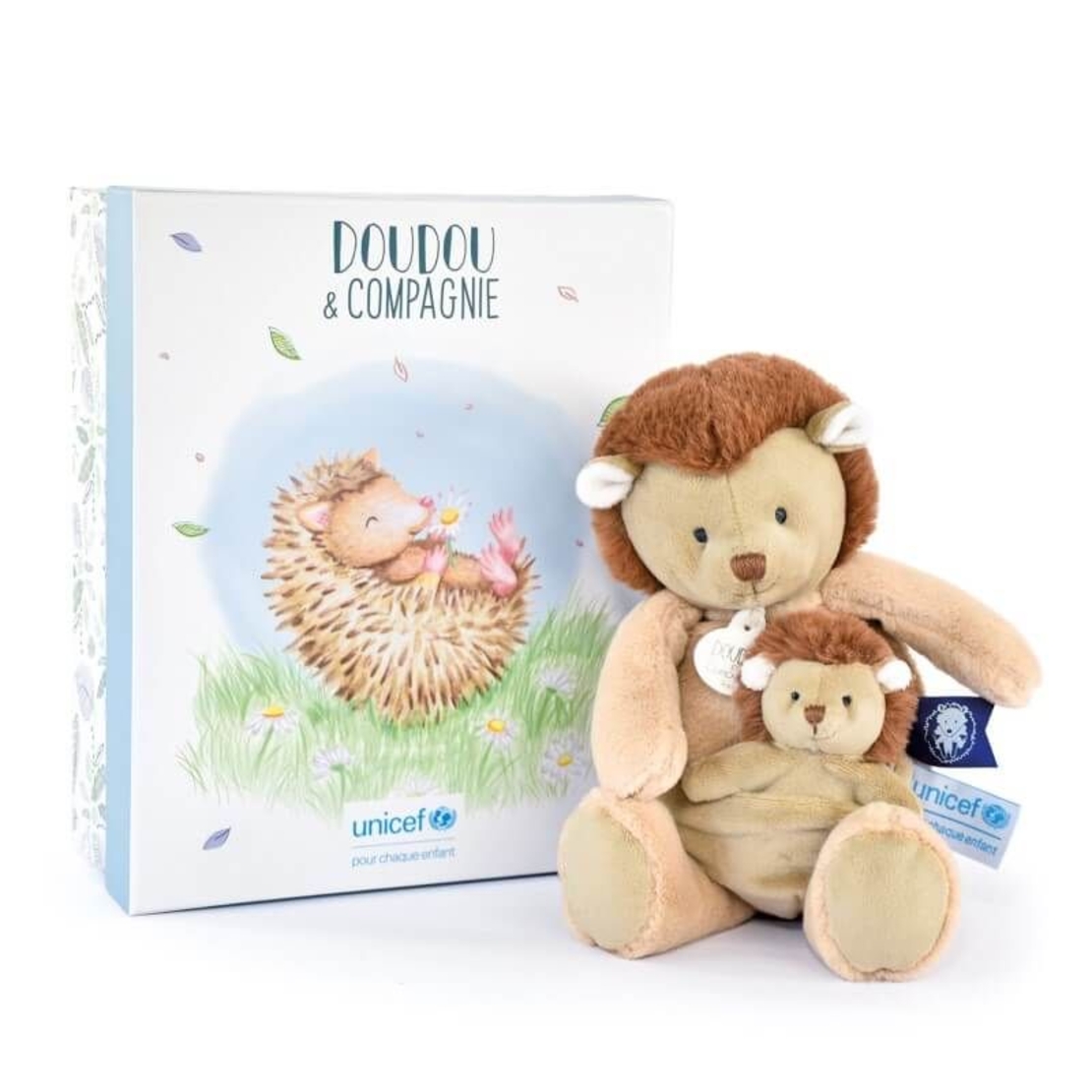 Плюшена играчка Doudou UNICEF Таралеж с бебе 25 см, DC3986