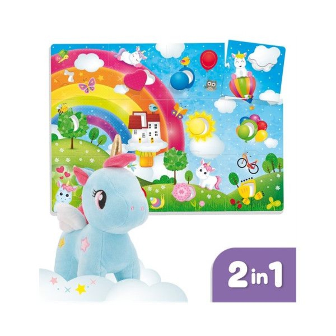 Бебешки мега пъзел Lisciani CAROTINA BABY с плюшен еднорог 76673