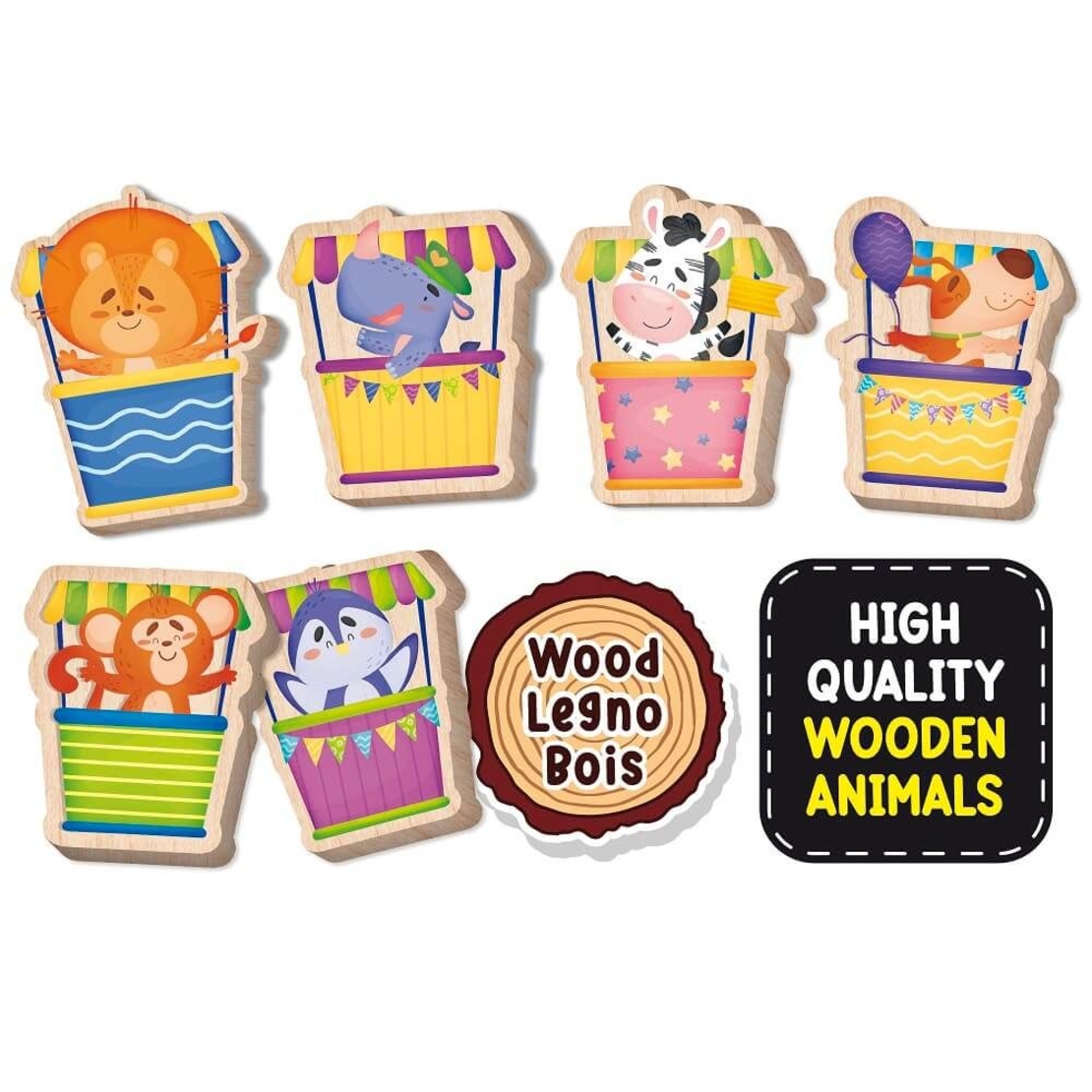 Детски дървен пъзел Lisciani Montessori Baby Luna Park, 15 части