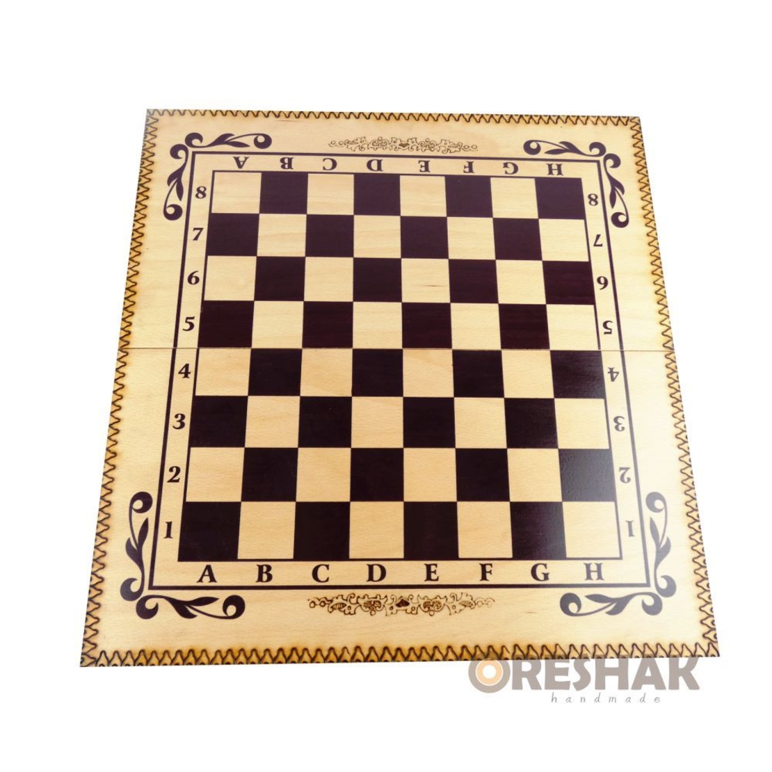Комплект шах и табла Oreshak бук пирограф 34/34 см