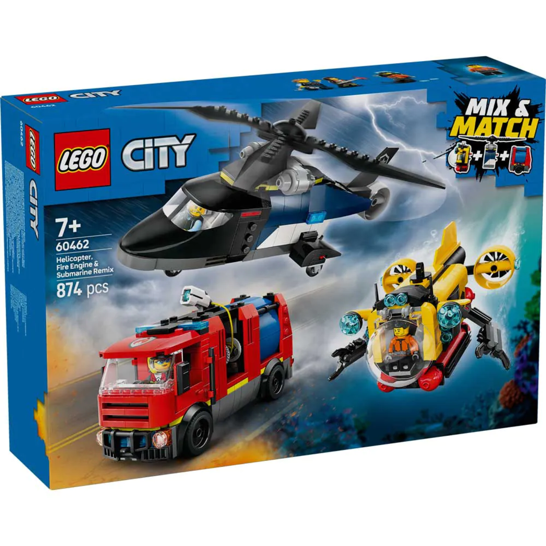 LEGO® City Хеликоптер, пожарна кола и подводница 60462