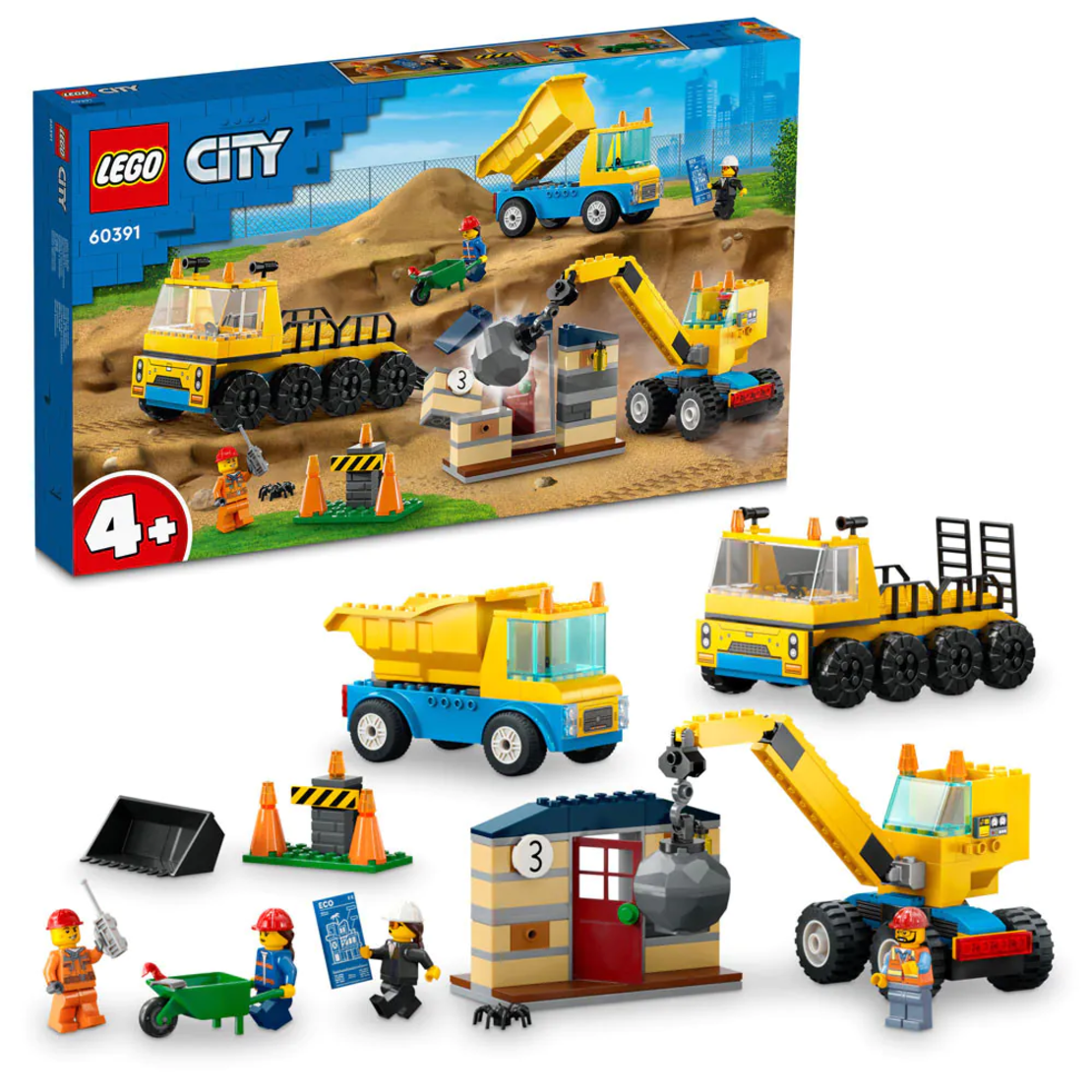 LEGO® City Строителни камиони и кран с разбиваща топка 60391