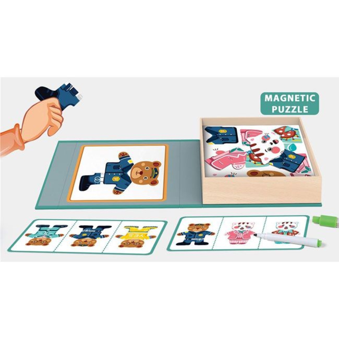 Пъзел магнитен Raya Toys Животни, 29 части