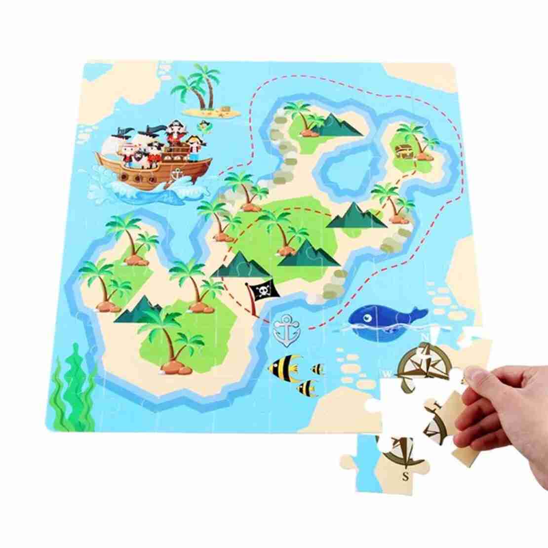 Raya Toys Комплект пъзел 64 ч. и дървени блокчета 46 ч. Пирати