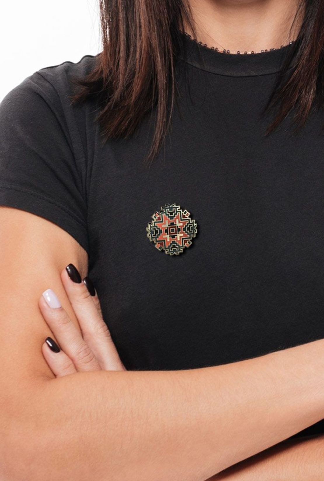 Емайлирана брошка за дрехи и аксесоари - Българска шевица - вид 2