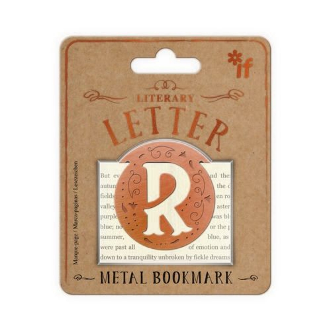 Метален книгоразделител Vintage буква R