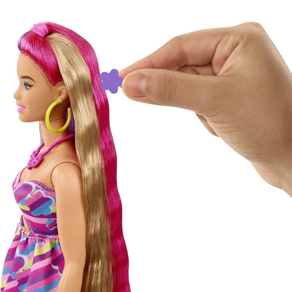 Кукла Mattel Barbie Totally Hair с променящ се цвят на косата и аксесоари, 29 см.