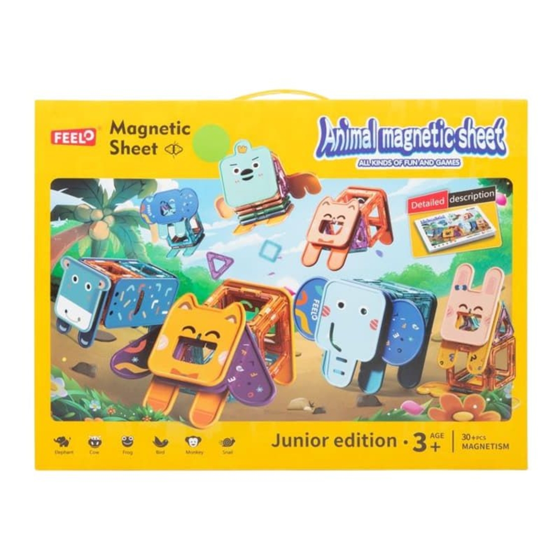 Магнитен конструктор Feelo Animal Magnetic Sheet, 30 ч.