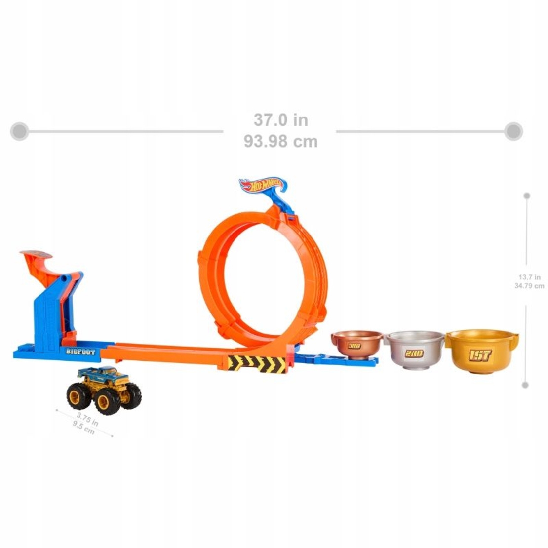 Писта Mattel Hot Wheels Monster Trucks Loop-and-Flip Trophy Challenge, 2 в 1