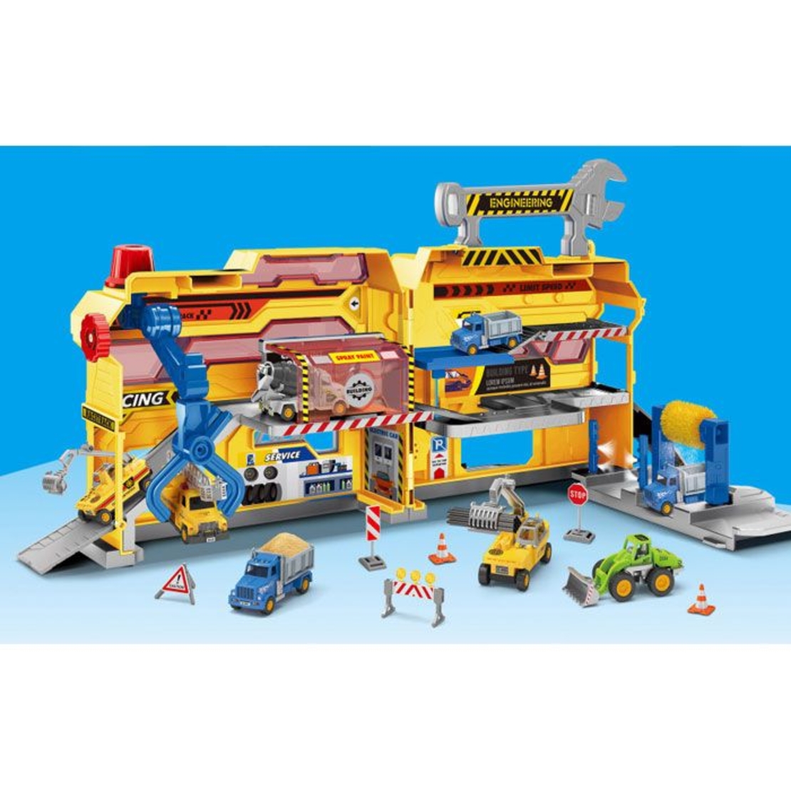 Детски паркинг Raya Toys City Action със светлини и звуци, с 2 превозни средства