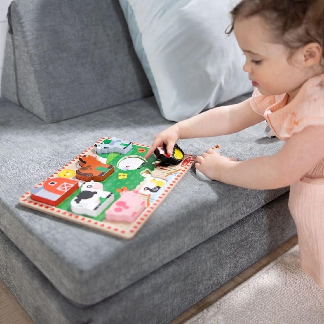 Дървен пъзел Melissa and Doug Селскостопански животни, 8 ч., 37235