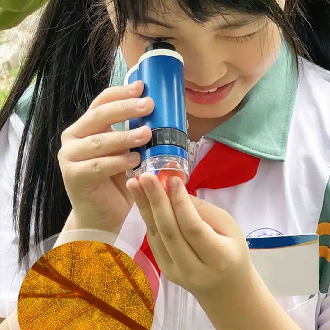 Детски микроскоп Raya Toys Метален, със светлина, с аксесоари, увеличение от 100 до 250 пъти