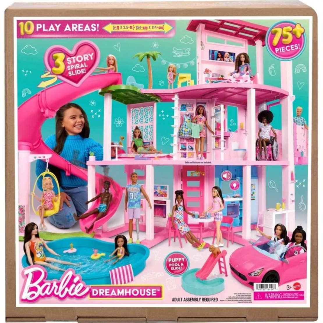 Къща за кукли Mattel Barbie Dreamhouse, на 3 етажа, 75 части, HMX10