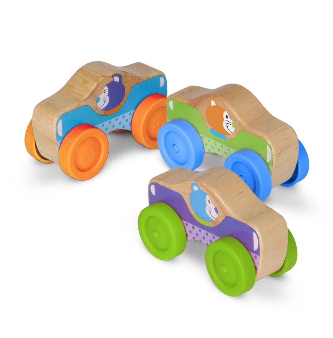 Комплект Melissa and Doug дървени коли с животно 3бр. 40129