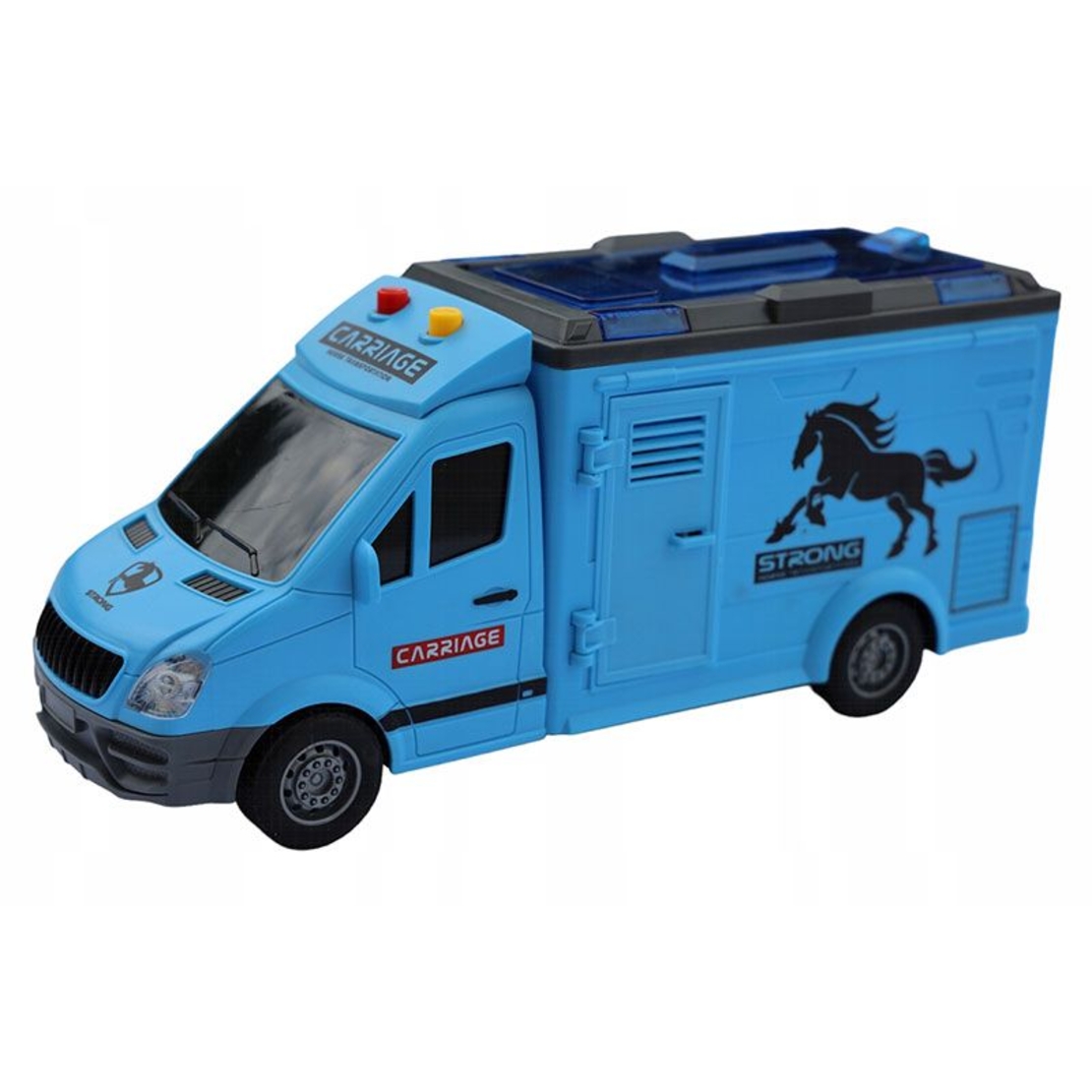 Детски камион за коне Raya Toys City Truck, с музика и светлини, с фигурка на кон, 1:16