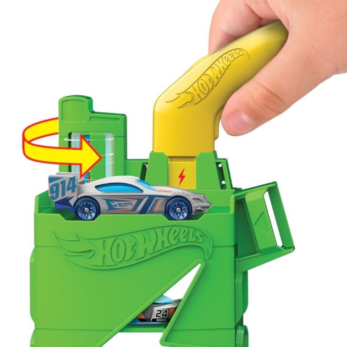 Игрален комплект Mattel Hot Wheels Бензиностанция със зарядни станции и количка