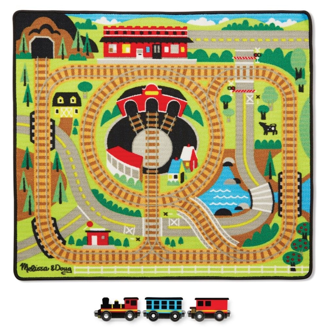 Килимче за игра с влакче Melissa and Doug ЖП гара 19554