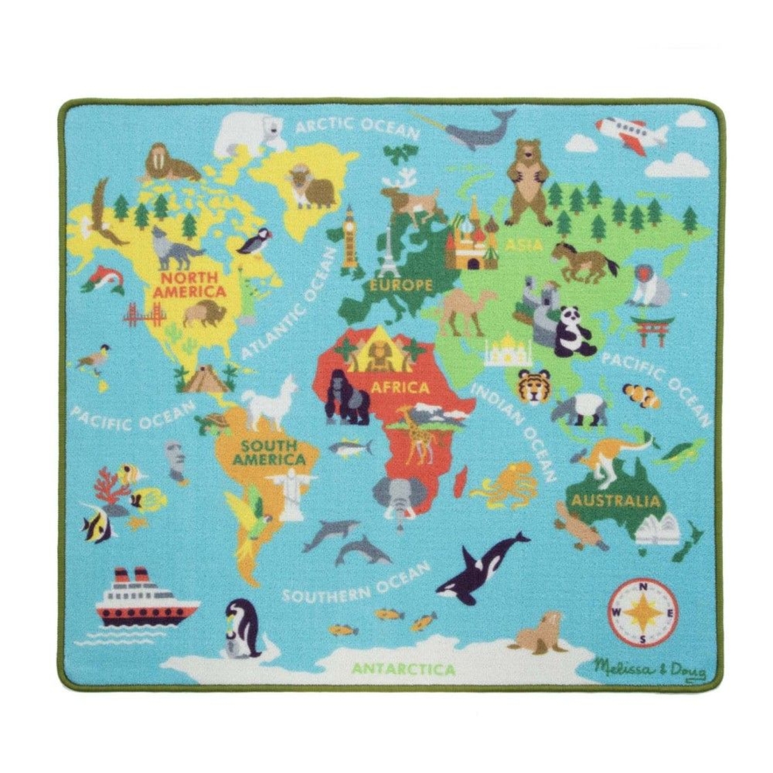 Килимче за игра с дървени превозни средства Melissa and Doug Пътуване по света 15194