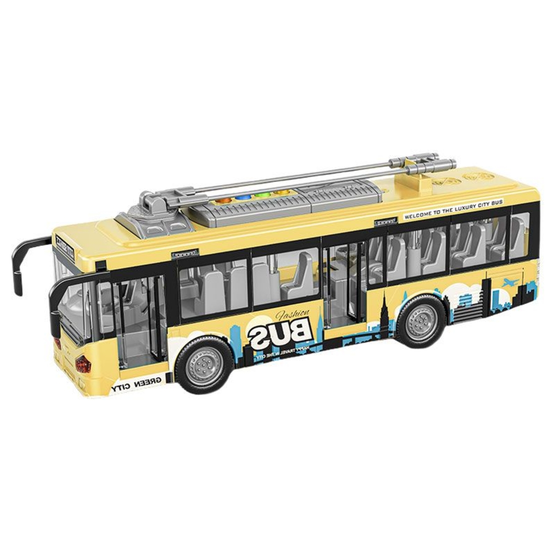 Детска играчка тролейбус Raya Toys Traffic Bus със звуци и светлини, 1:16