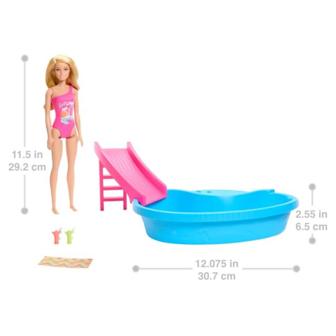 Комплект Mattel BARBIE с басейн и водна пързалка, HRJ74