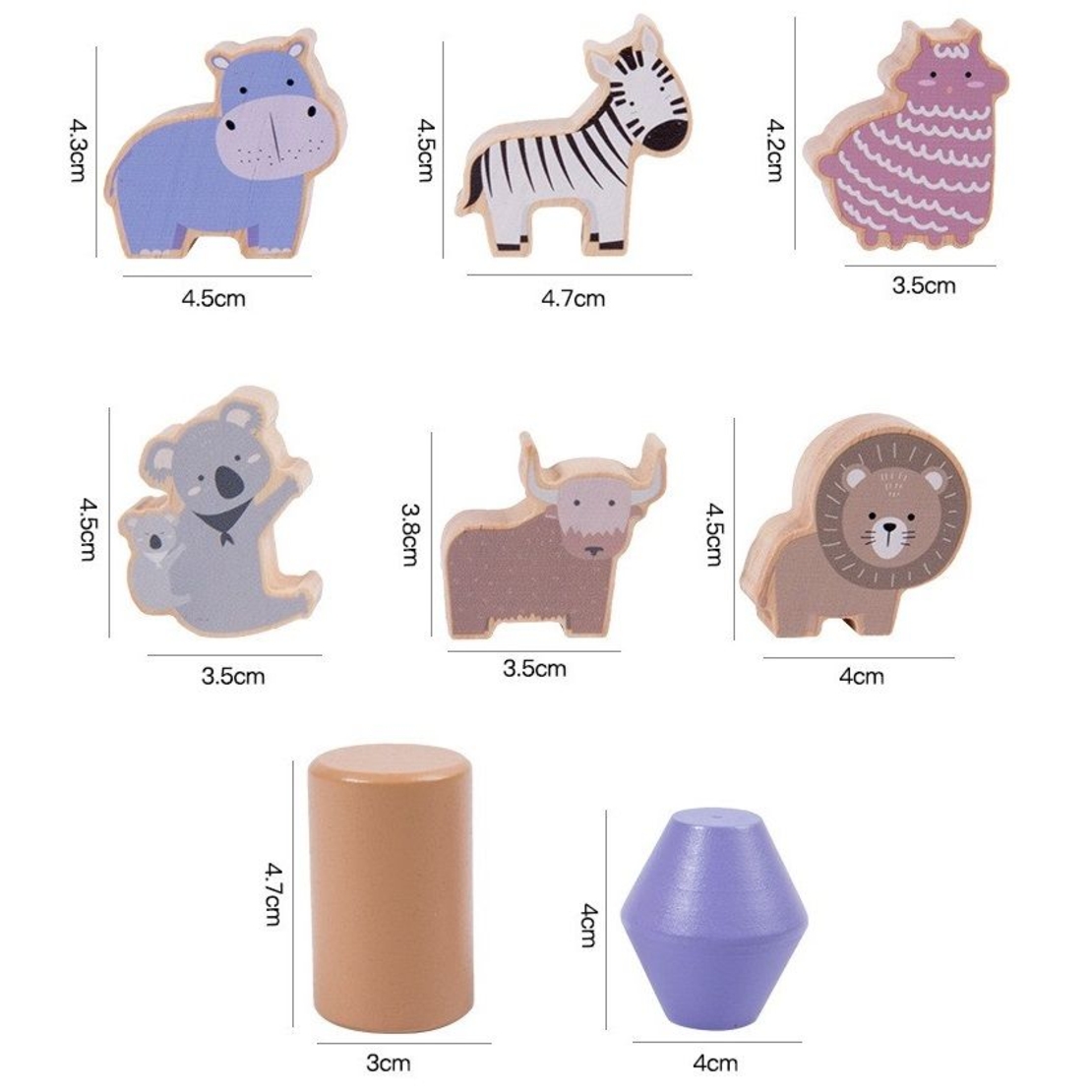 Дървена игра за баланс Raya Toys Дженга с животни