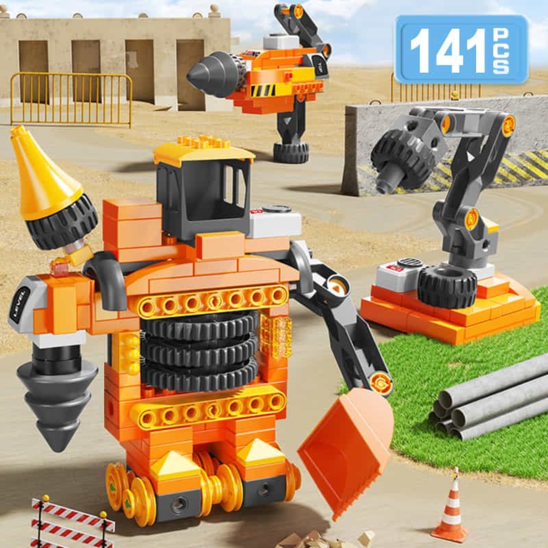 Конструктор 6в1 Feelo Construction Vehicles, 141 ч.