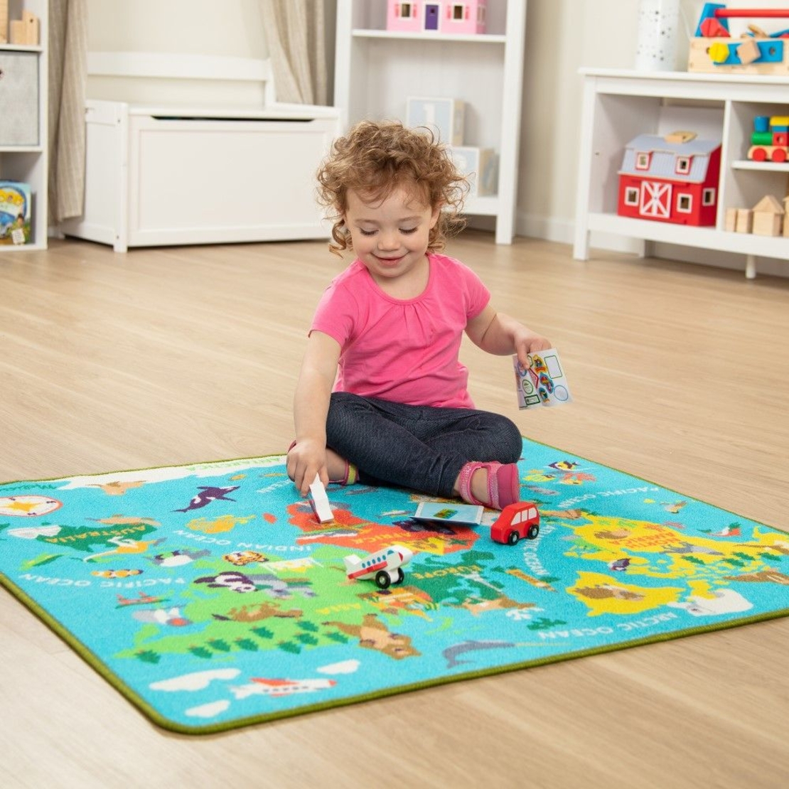 Килимче за игра с дървени превозни средства Melissa and Doug Пътуване по света 15194