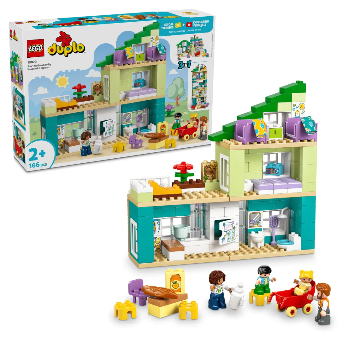 LEGO® DUPLO® Town Модерна семейна къща 3 в 1 с фигури 10470