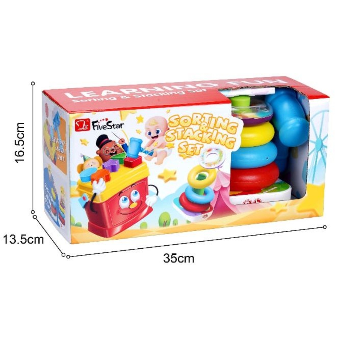 Комплект рингове и форми за сортиране Raya Toys Five Stars, с чукче
