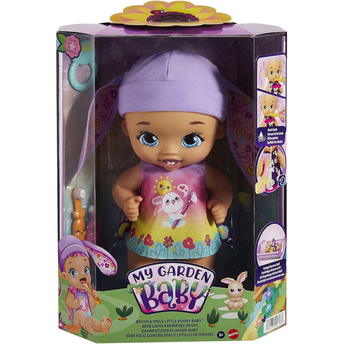 Кукла бебе Mattel My Garden Baby Brush & Smile Little Bunny Baby Зайче с 3 аксесоара, 30 см.