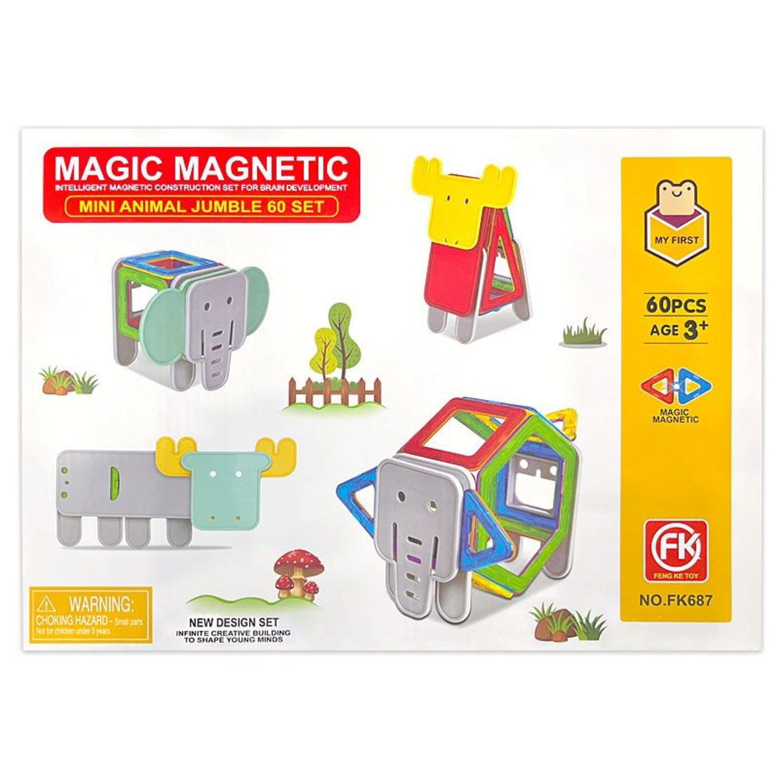 Raya Toys Магнитен конструктор Животни, 60 части