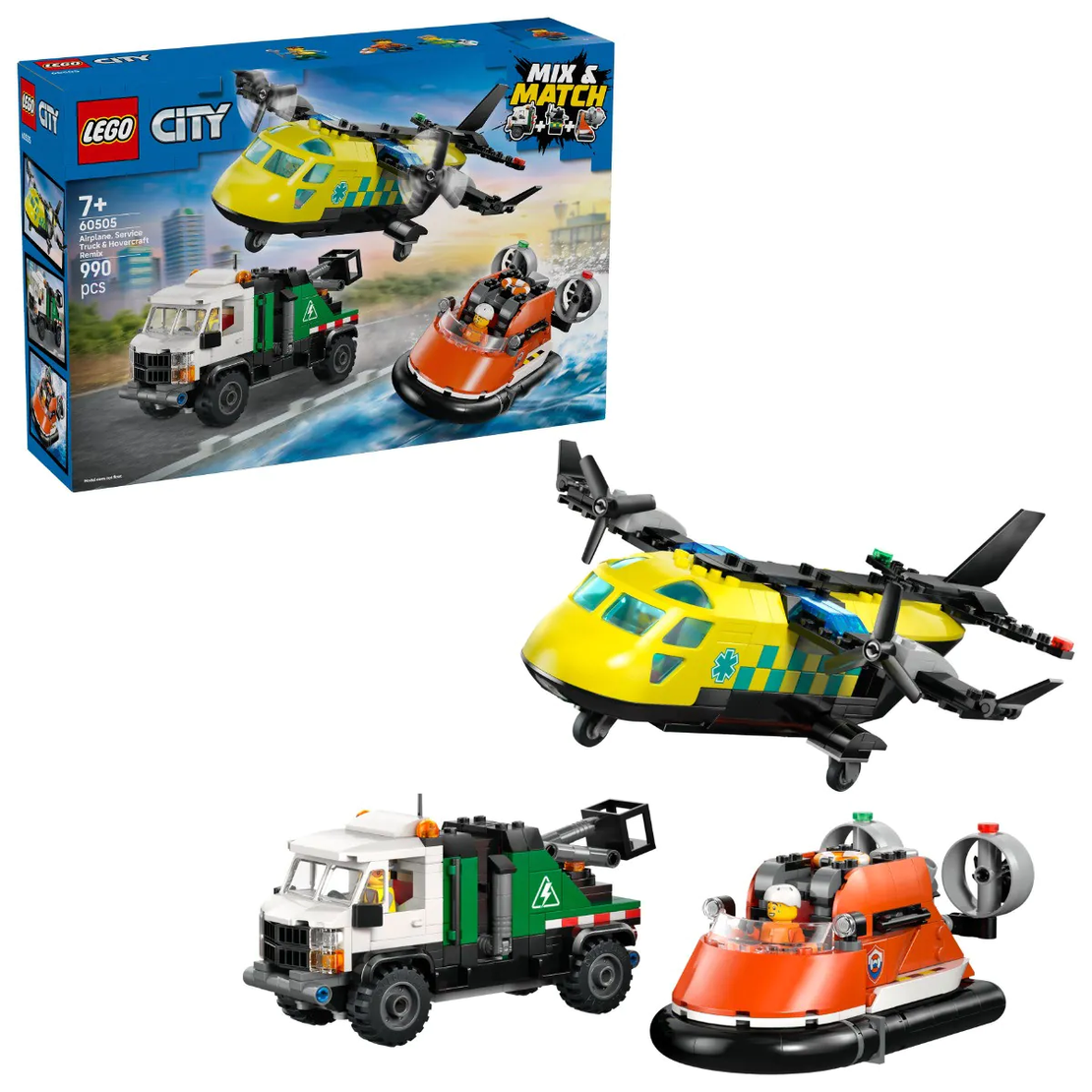 LEGO® City Самолет сервизен камион и лодка на въздушна възглавница ремикс 60505