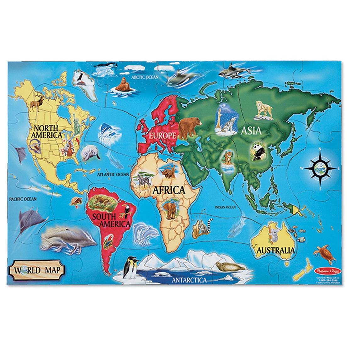 Пъзел Melissa & Doug карта на света 33ч. 10446