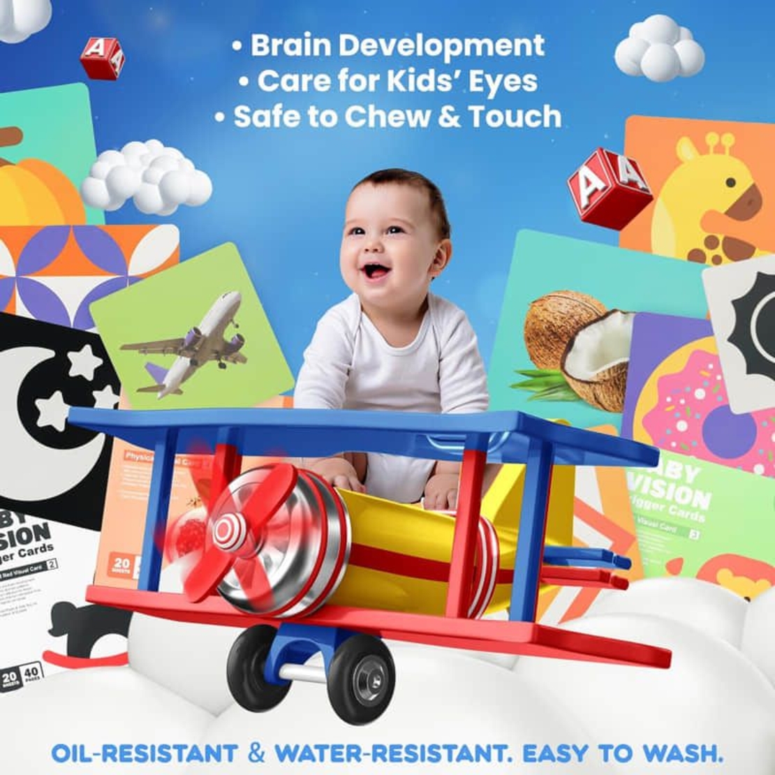 Комплект бебешки карти за визуална стимулация Raya Toys, 0-3 г.