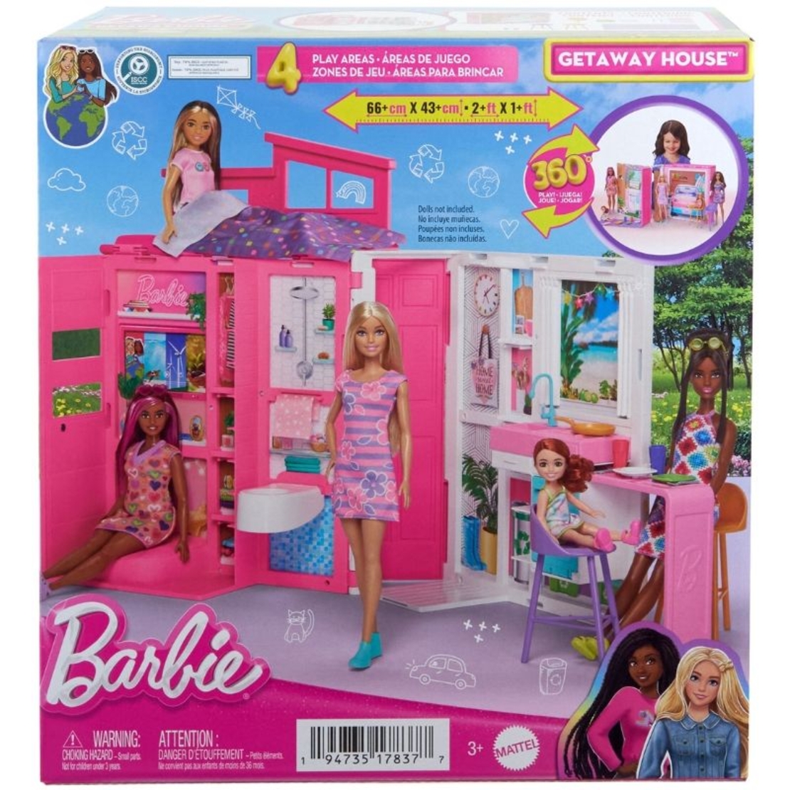Къща за кукли Mattel Barbie Getaway House, с 11 аксесоара