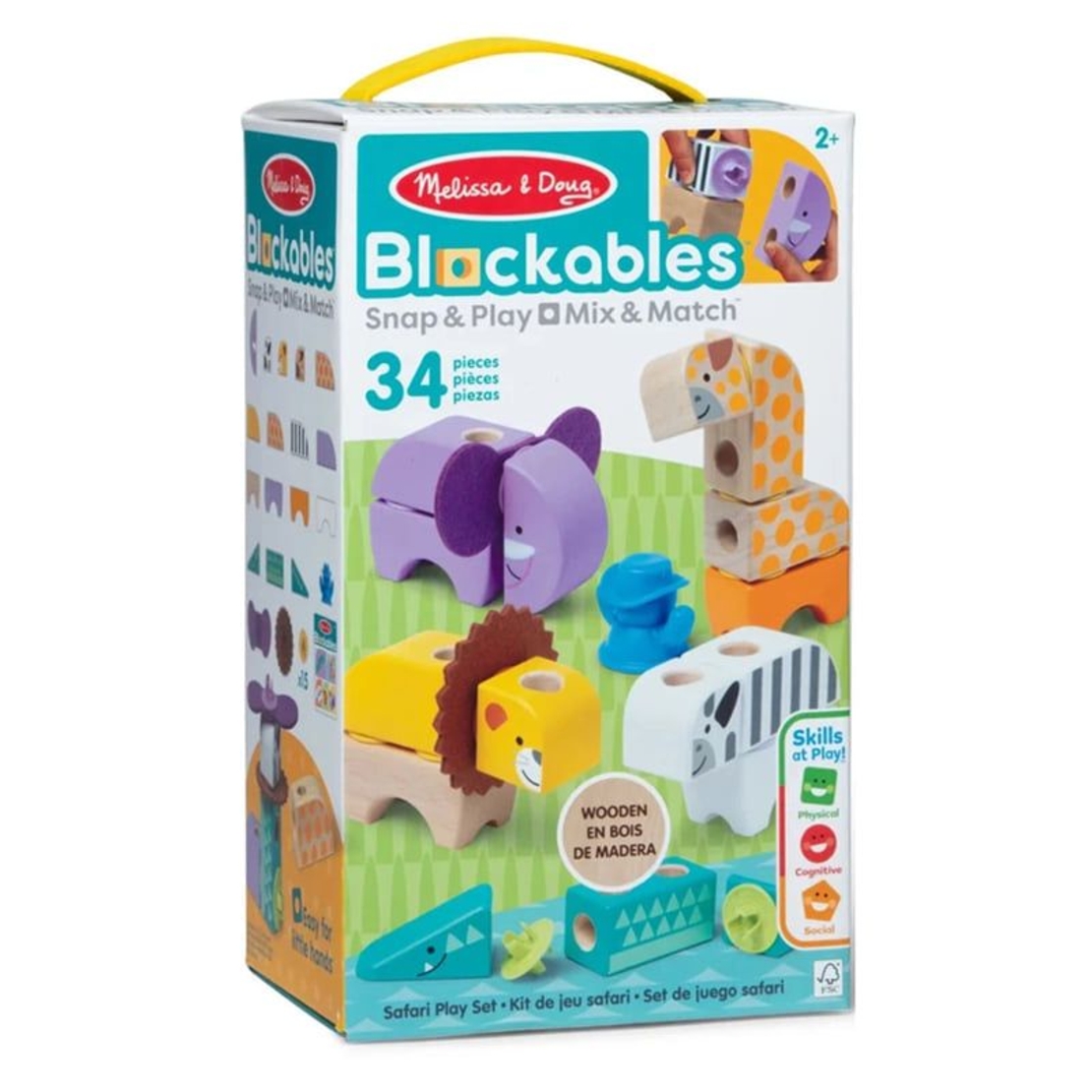 Дървен конструктор Melisa and Doug Blockables Safari 34 ч., 6074903