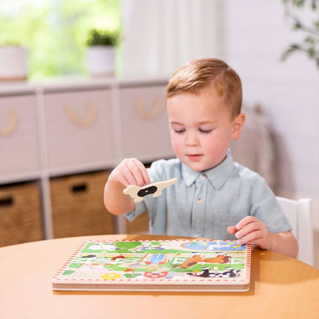 Дървен пъзел Melissa & Doug Фермата на Макдоналд, с песничка