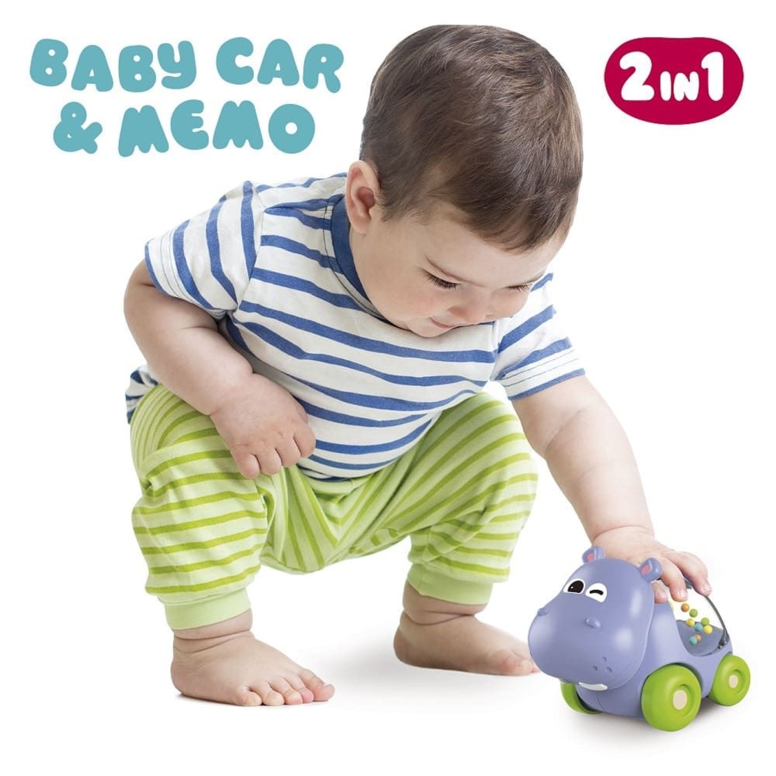 Бебешка играчка кола Lisciani Carotina Baby Хипопотам с мемори карти