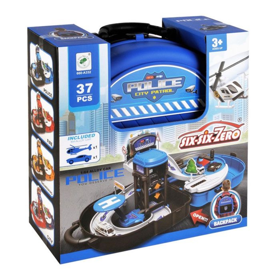 Детски паркинг с кола и хеликоптер Raya Toys Police, в раница