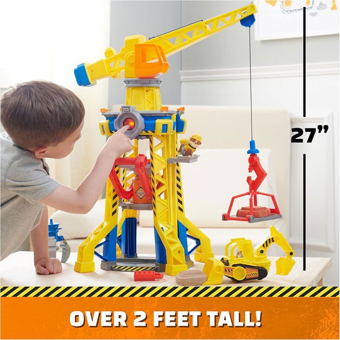 Игрален комплект Spin Master Paw Patrol Rubble and Crew Строителна кула с кран, със светлини, звуци и музика