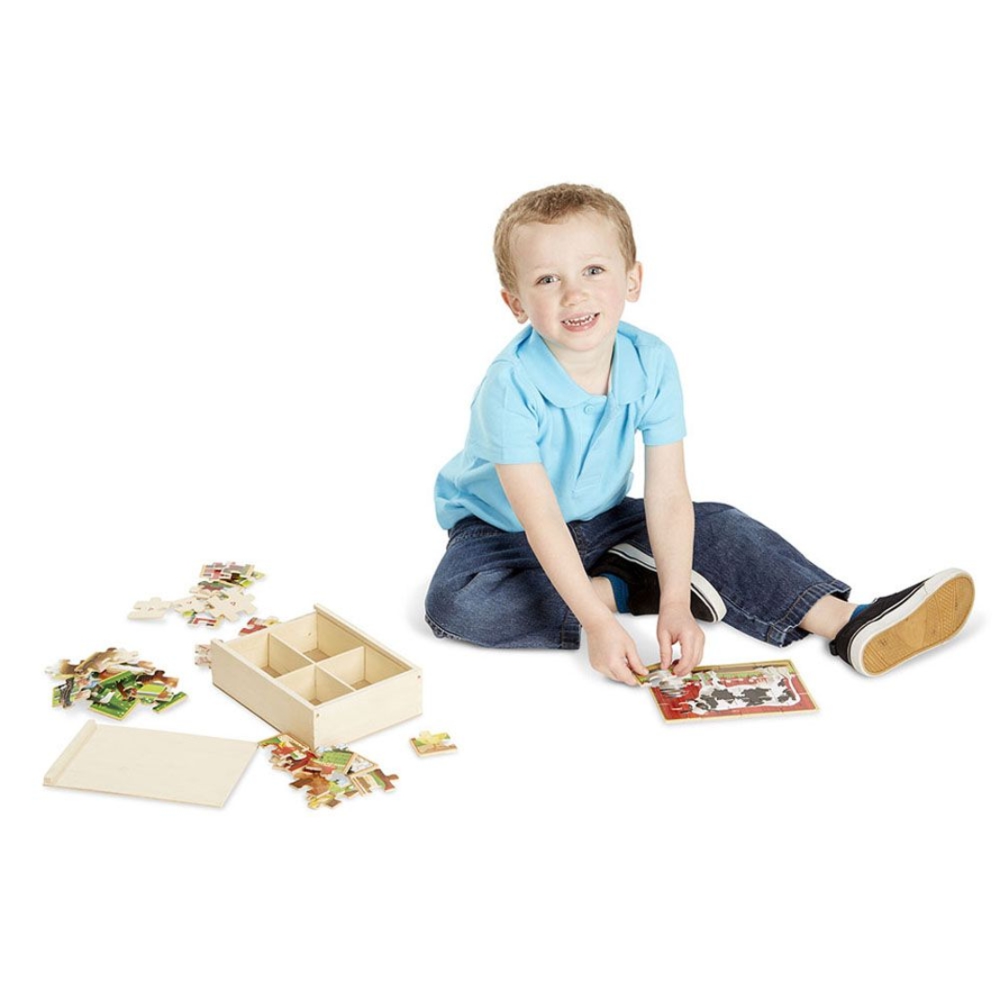 Дървен пъзел Melissa and Doug 4 в 1 Животни от фермата 13793