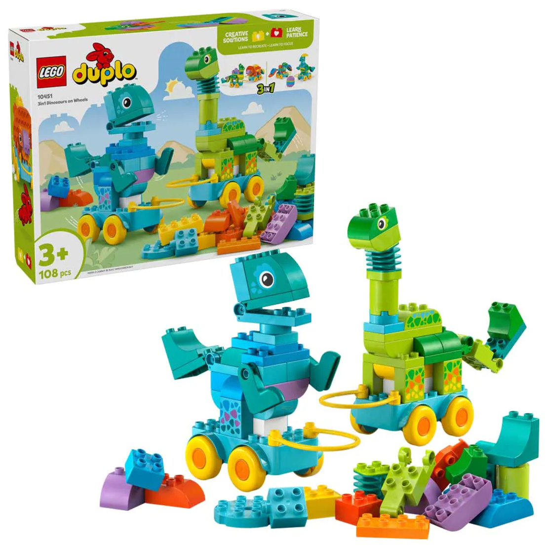 LEGO® DUPLO® Town Динозаври на колела 3 в 1 10451