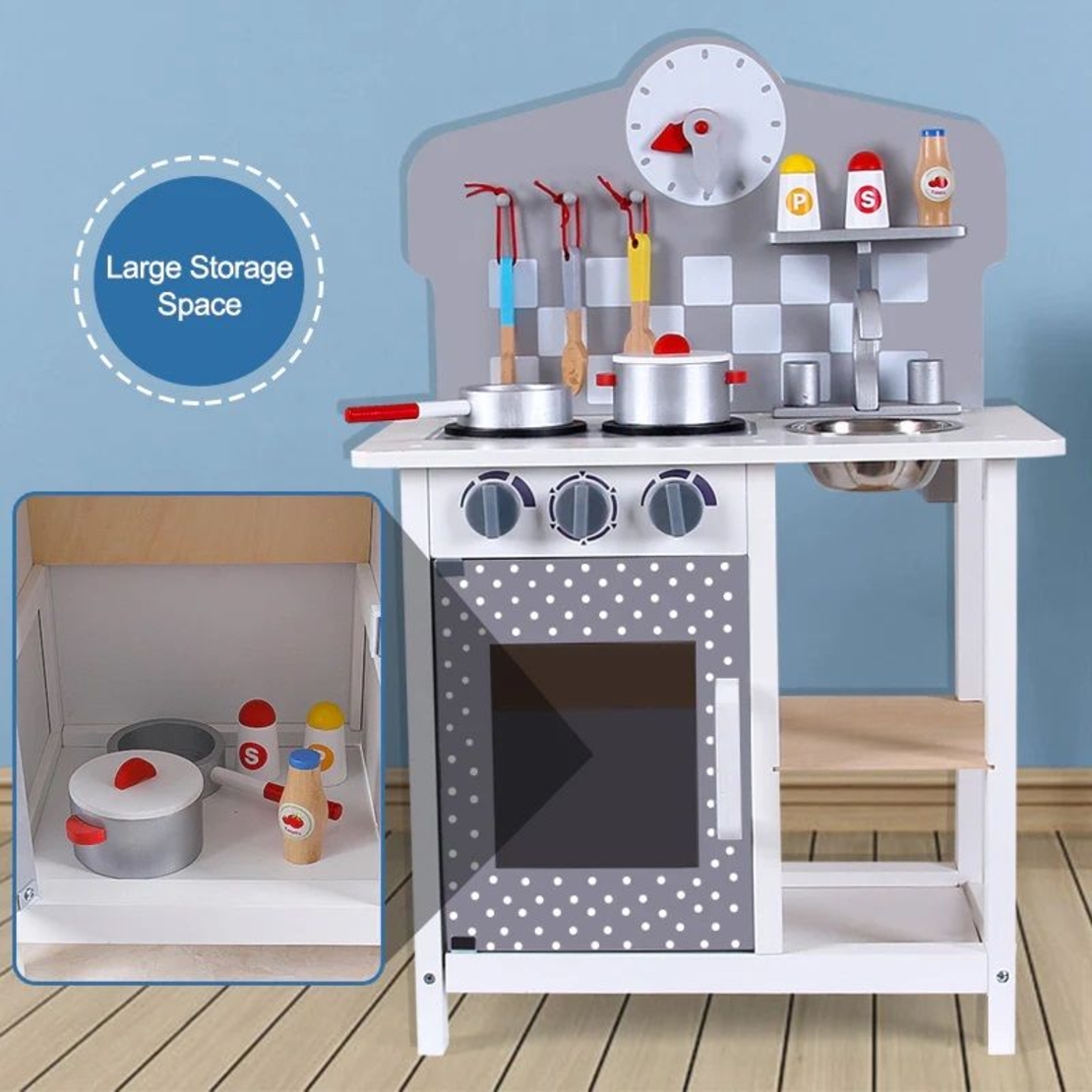Дървена детска кухня Raya Toys Сив