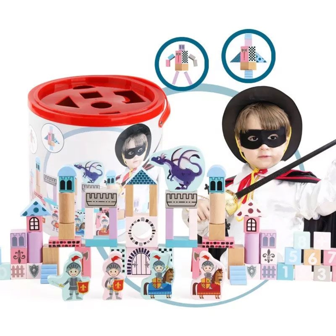 Raya Toys Комплект пъзел и дървени блокчета Рицари