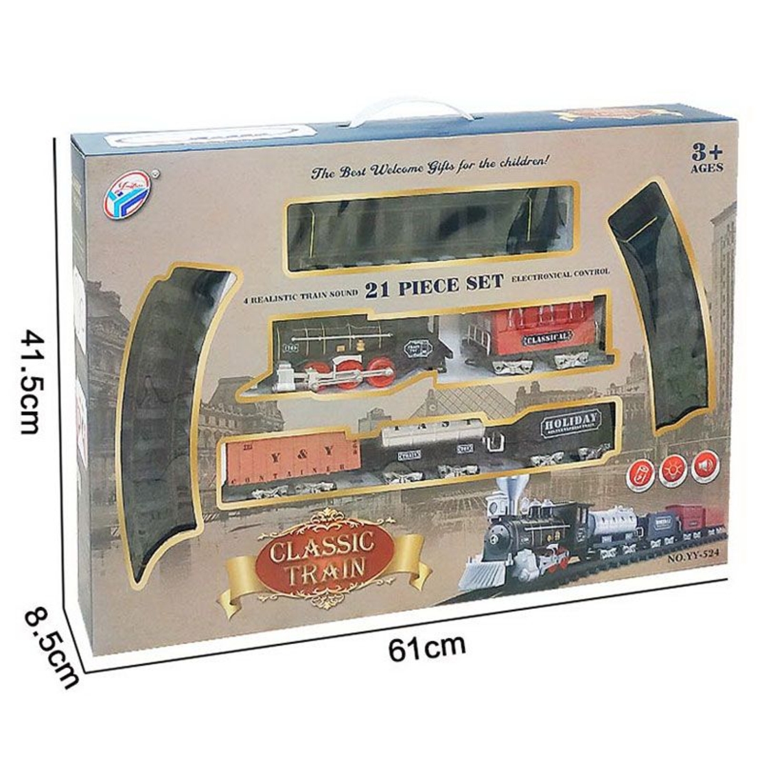Детско влакче Raya Toys Classic Train с релси, звук и светлини, 21 части